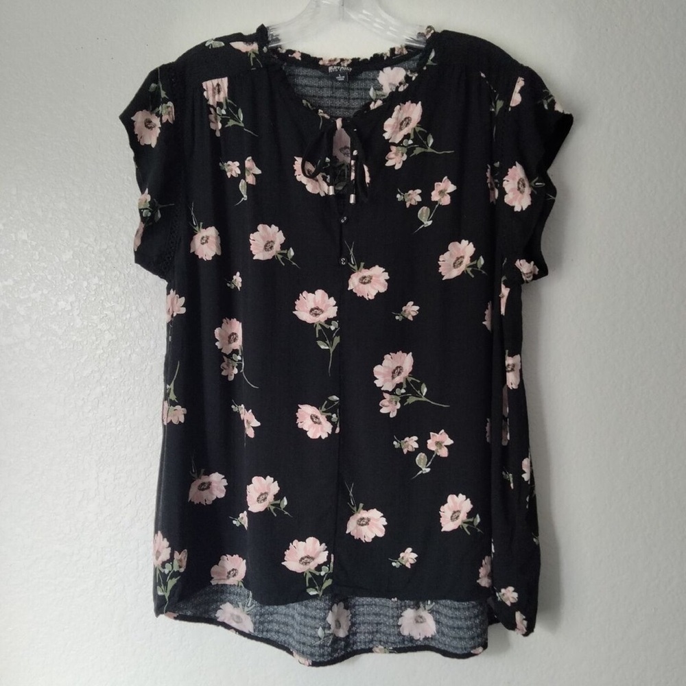Floral Black and Pink Women's Top